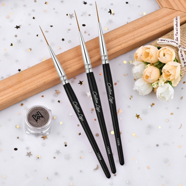 Custom Size Nail Art Liner Brush UV Gel Painting Acrylic Nail Brushes Striping Liner Brushes for Short Strokes Details Elongated