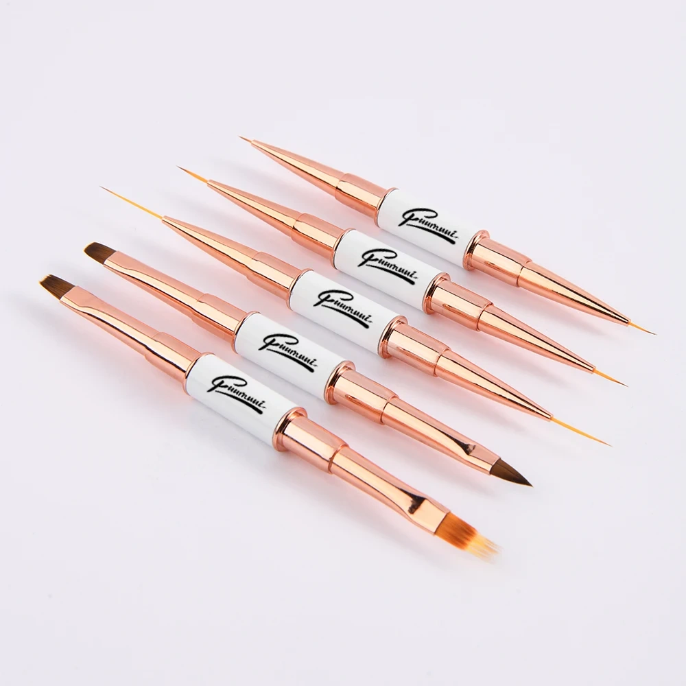New Style Double Head Nylon Nail Brush Set Custom Logo Art Brush