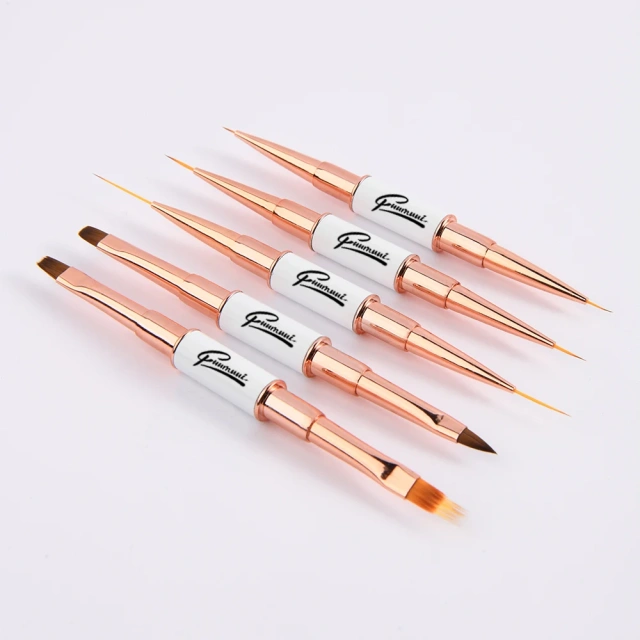 New Style Double Head Nylon Nail Brush Set Custom Logo Art Brush