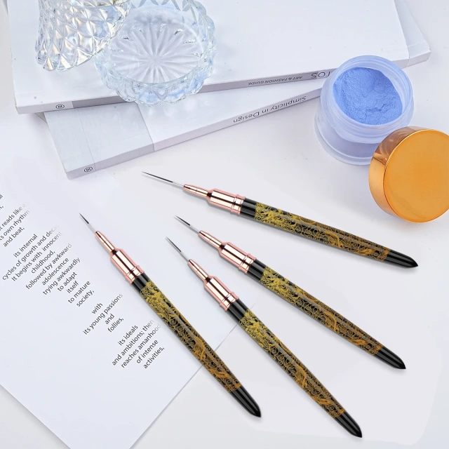 Dragon Professional Nail Art Liner Brush Long Drawing Pen with Thin Metal Kolinsky Acrylic/Nylon for Nail Painting