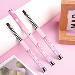 Customized LOGO Kolinsky and Nylon Gold Metal Handle Nail Brush Set Painting UV Gel Nail at Liner Brush