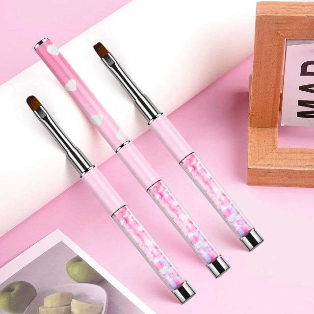 Customized LOGO Kolinsky and Nylon Gold Metal Handle Nail Brush Set Painting UV Gel Nail at Liner Brush
