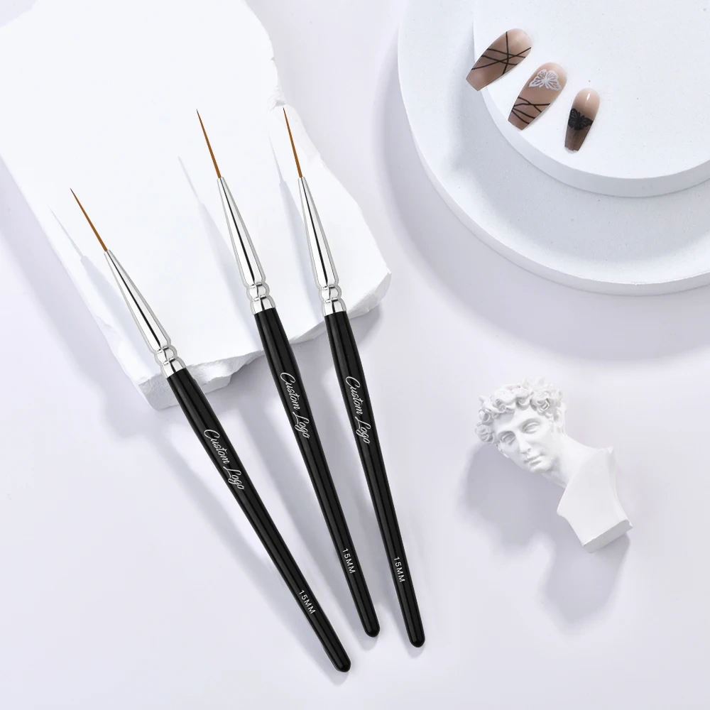 Custom Size Nail Art Liner Brush UV Gel Painting Acrylic Nail Brushes Striping Liner Brushes for Short Strokes Details Elongated