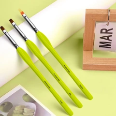 Luxury Olive Green Wooden Triangle Handle 6Pcs Nylon Liner Brush Set Custom Nail Art Brushes