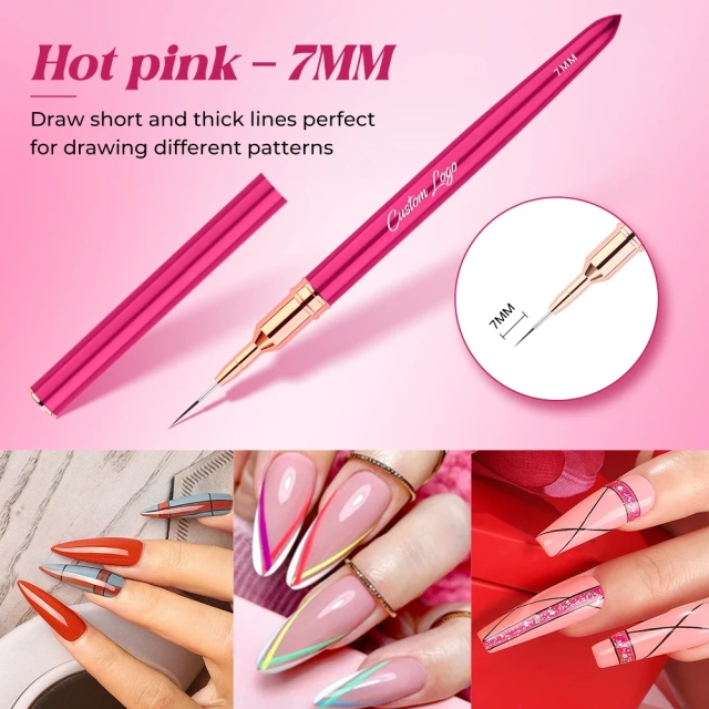 5 Color in 1 Set Nail Liner Pen Custom Logo Nail Art Brushes Super Thin Liner 7mm 9mm 15mm 20mm 25mm Liner Nail Art Brush Set