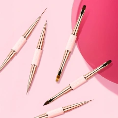 Popular Gradient Pink Double Sided  Liner Nail Art Brushes 5Pcs Stripping Brushes Nail Design Brush Set