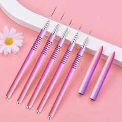 Luxury Pink Purple Gradient Nail Art Brush Set High Quality Nylon Gel Nail Brush Nail Art Liner Brush