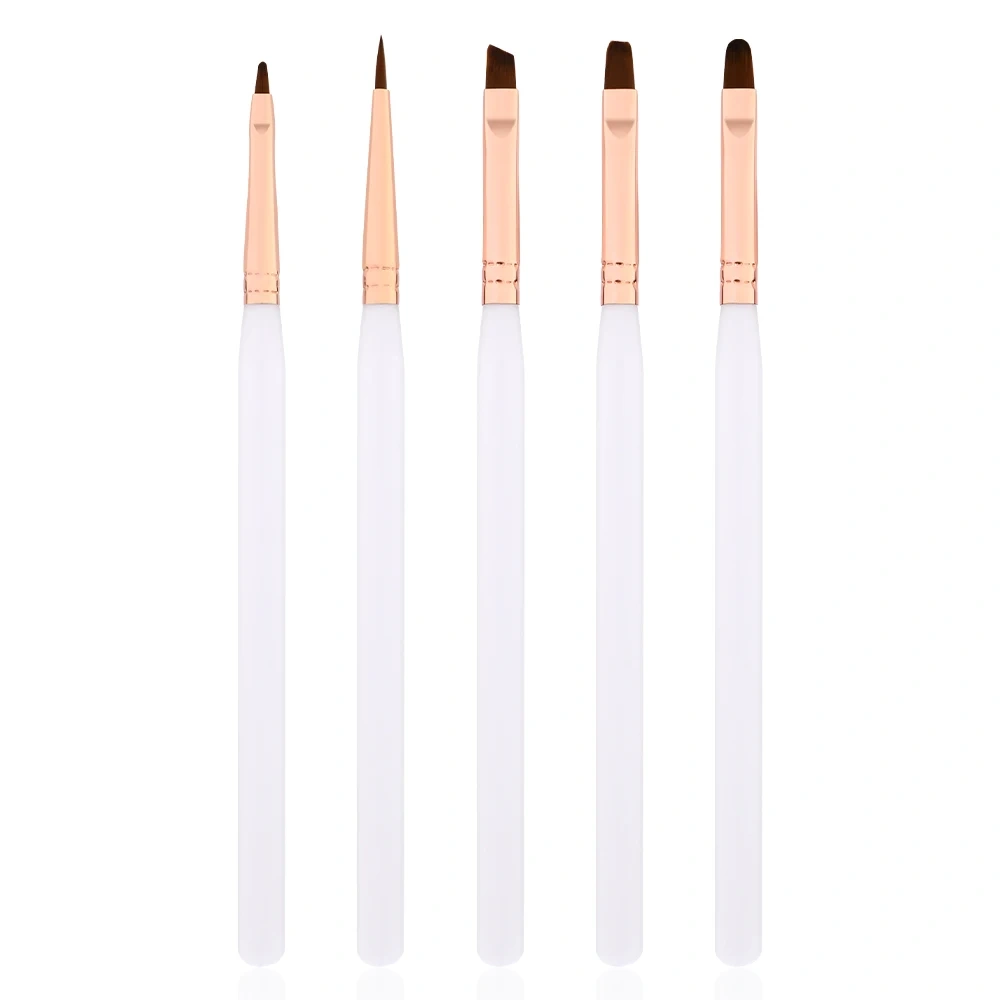 Youtube Hot New Nylon Hair Acrylic Nail Paint Art Brush 5pcs Set for Art 3D Design Gel Details Nail Brush Custom Hair Shape