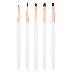 Youtube Hot New Nylon Hair Acrylic Nail Paint Art Brush 5pcs Set for Art 3D Design Gel Details Nail Brush Custom Hair Shape