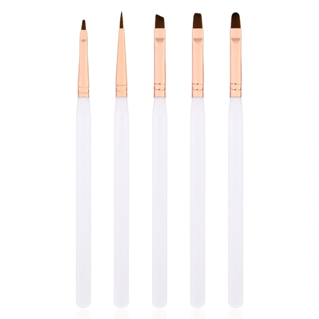 Youtube Hot New Nylon Hair Acrylic Nail Paint Art Brush 5pcs Set for Art 3D Design Gel Details Nail Brush Custom Hair Shape
