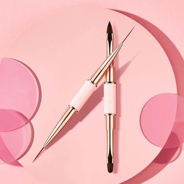 Popular Gradient Pink Double Sided  Liner Nail Art Brushes 5Pcs Stripping Brushes Nail Design Brush Set
