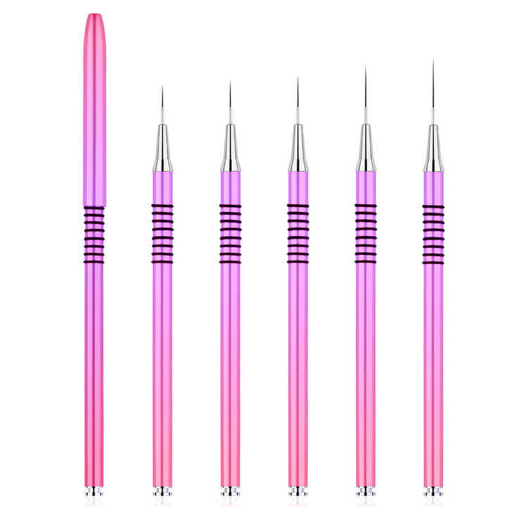 Luxury Pink Purple Gradient Nail Art Brush Set High Quality Nylon Gel Nail Brush Nail Art Liner Brush