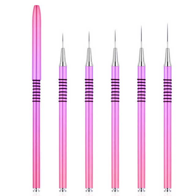 Luxury Pink Purple Gradient Nail Art Brush Set High Quality Nylon Gel Nail Brush Nail Art Liner Brush