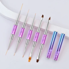 New Design Custom 5 PCS Gel Polish Brush for Nails Gradient Handle 3D Liner Oval Flat Nail Art Brush Set