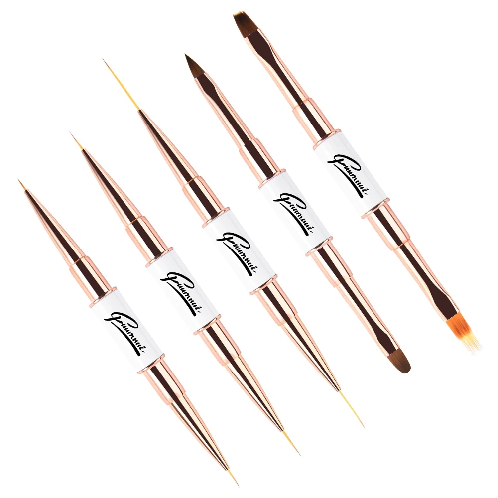 New Style Double Head Nylon Nail Brush Set Custom Logo Art Brush