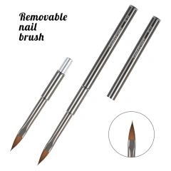 Customized Synthetic Hair Poly Gel Nail Set Travel Metal Sliver Handle  Painting UV Gel Liner Nail Brush Set