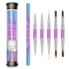New Design Custom 5 PCS Gel Polish Brush for Nails Gradient Handle 3D Liner Oval Flat Nail Art Brush Set