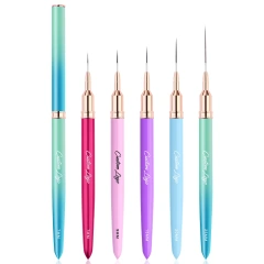 5 Color in 1 Set Nail Liner Pen Custom Logo Nail Art Brushes Super Thin Liner 7mm 9mm 15mm 20mm 25mm Liner Nail Art Brush Set