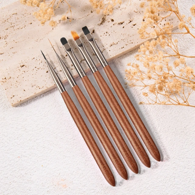 9pcs Set Nylon Hair Gel Nail Brush Set Wood Handle Stroke Liner 7 9 11m Ombre Nail Art Brush