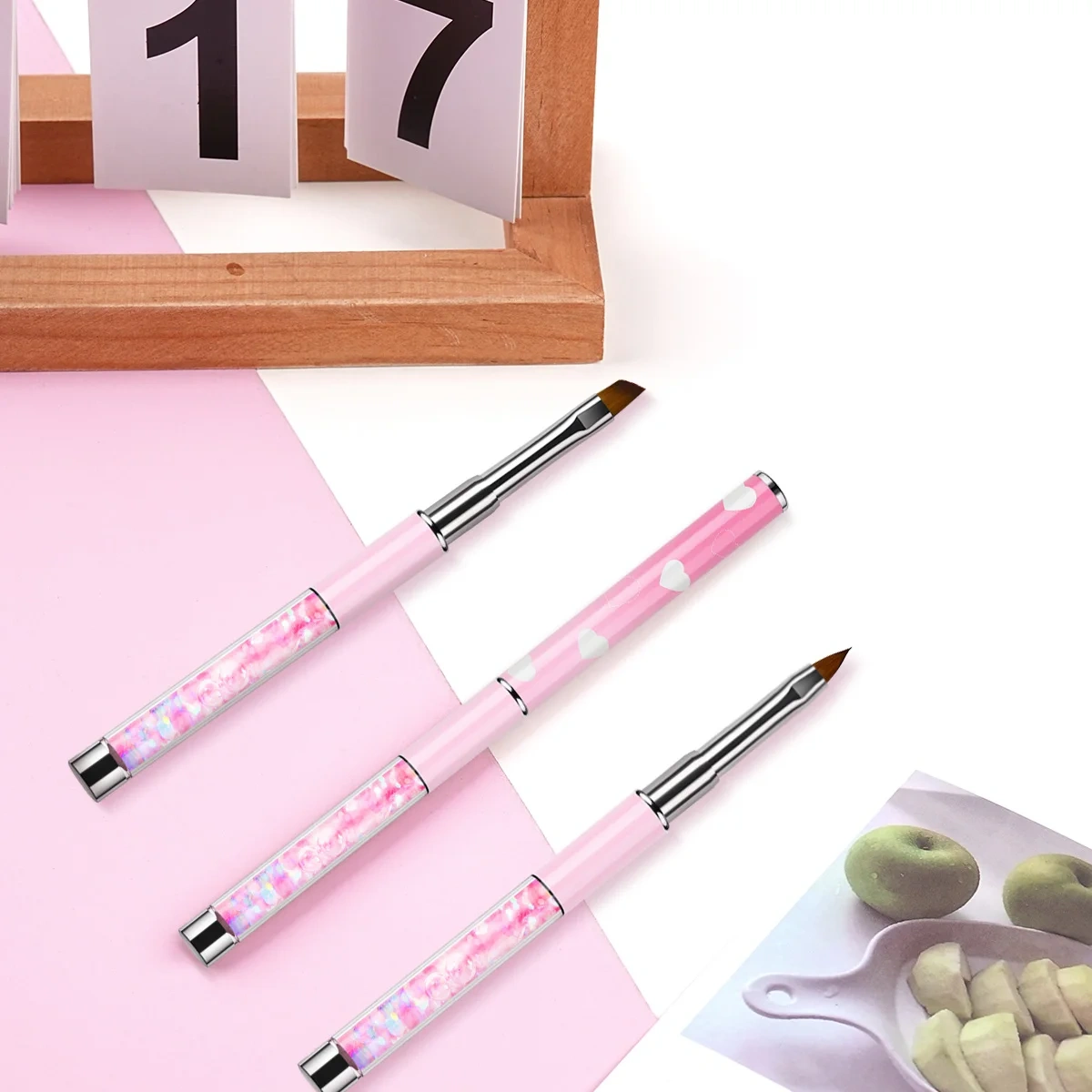 Customized LOGO Kolinsky and Nylon Gold Metal Handle Nail Brush Set Painting UV Gel Nail at Liner Brush