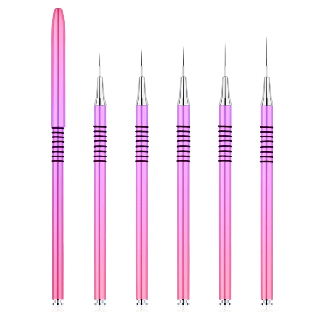 Luxury Pink Purple Gradient Nail Art Brush Set High Quality Nylon Gel Nail Brush Nail Art Liner Brush