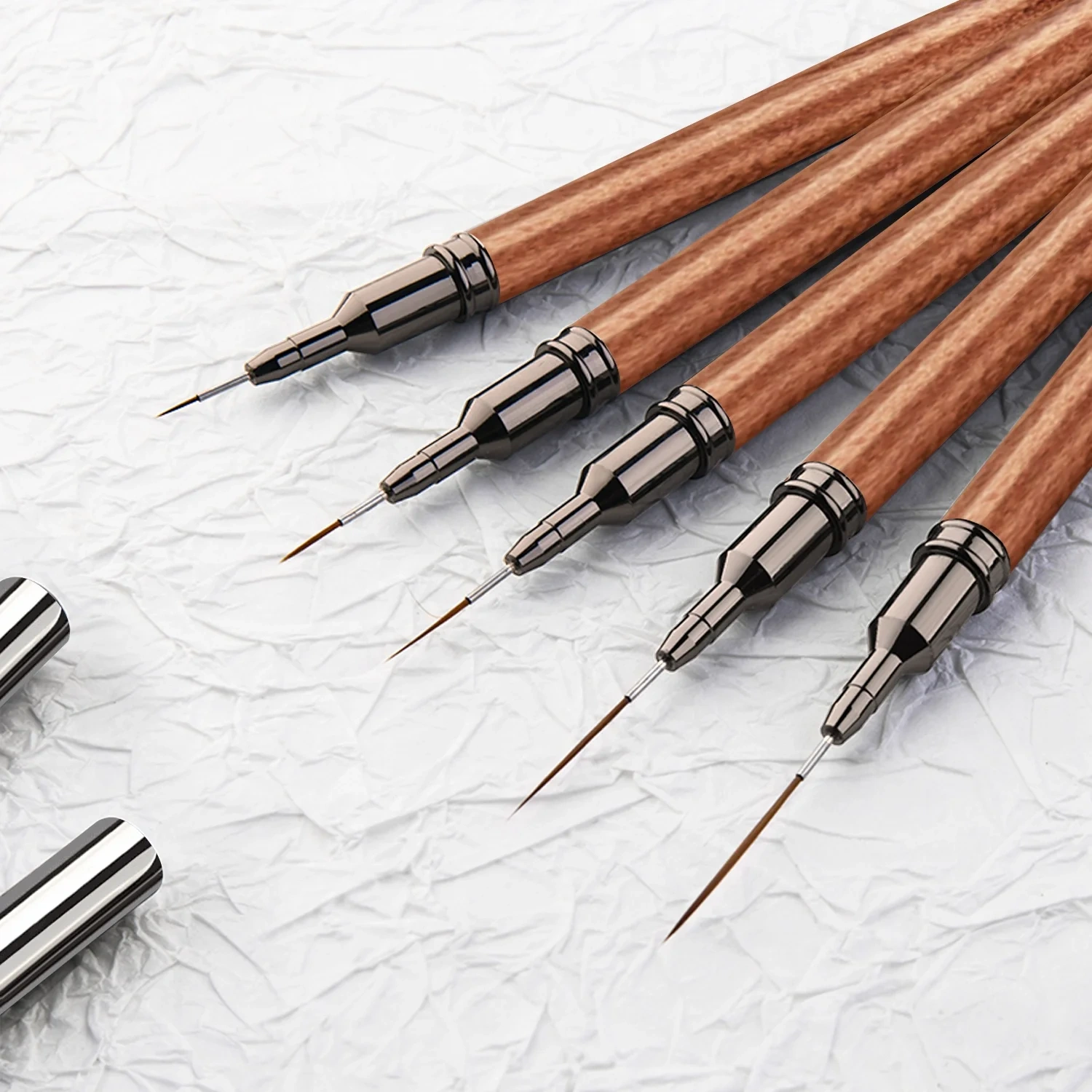 7 9 11 15 20 25mm New extra Thin Liner Brush Synthetic Hair 5pcs Nail Art Brush Set Wood Handle