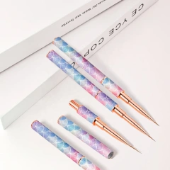 5-9-11-15-20mm Stripe Liner Brush Purple Gradient Metal Nylon Hair Paint Pen Detail Art Nail Liner Brush for Nails