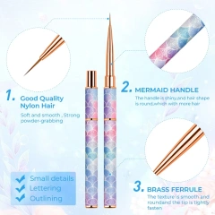 5-9-11-15-20mm Stripe Liner Brush Purple Gradient Metal Nylon Hair Paint Pen Detail Art Nail Liner Brush for Nails