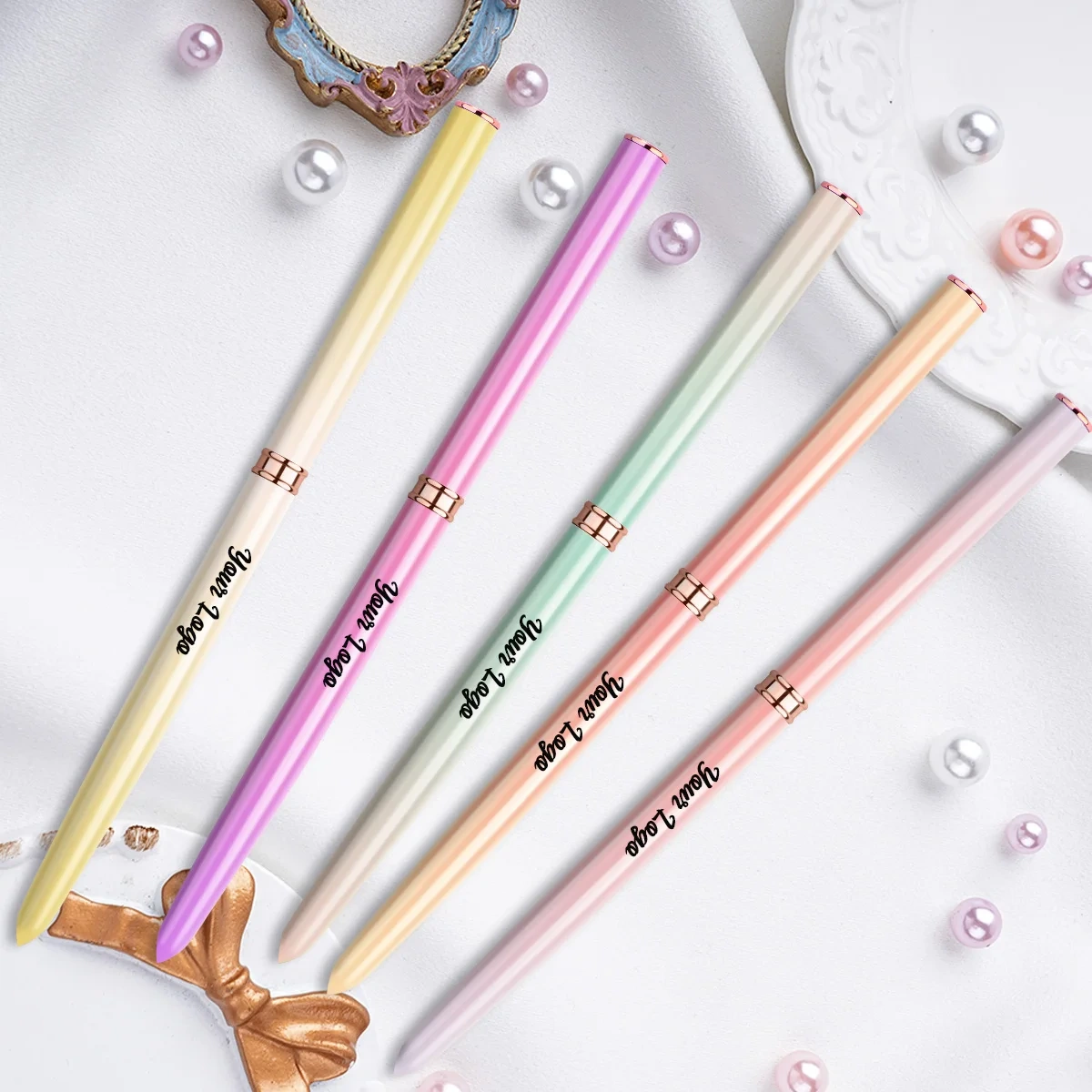 Nail Brush Manufacturer Private Label 7/9/11/15/20mm Striping Brushes 5pcs/set Nail Art Pink Ultra Thin Liner Nail Brushes
