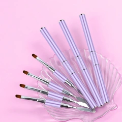 Popular Lavender Custom Logo Metal Handle Nail Art Brush Polish Gel Brush With Scraper