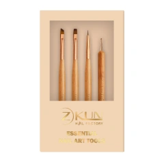 Popular Wooden Handle Double Dotting Nail Art Brushes 4pcs Custom Brushes Nail Design Brush Set