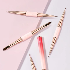 Popular Gradient Pink Double Sided  Liner Nail Art Brushes 5Pcs Stripping Brushes Nail Design Brush Set