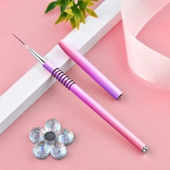 Luxury Pink Purple Gradient Nail Art Brush Set High Quality Nylon Gel Nail Brush Nail Art Liner Brush