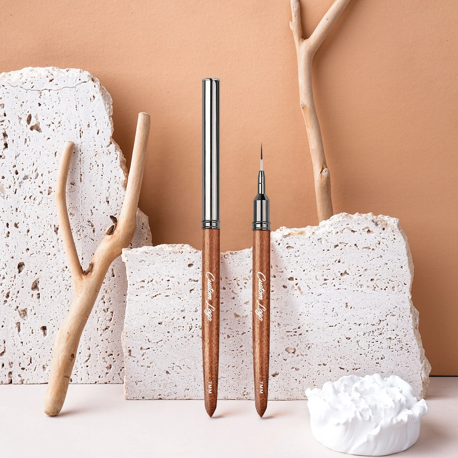 7 9 11 15 20 25mm New extra Thin Liner Brush Synthetic Hair 5pcs Nail Art Brush Set Wood Handle