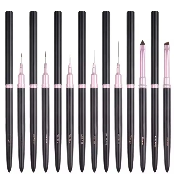 New 2025 Fine Nail Design Brush 7/9/12/15/20mm Metal Handle 7pcs Nail Art Brushes Liner Set for Nail Design