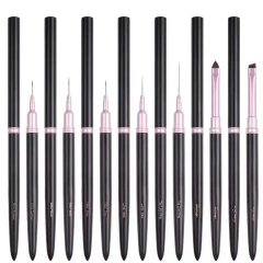 New 2025 Fine Nail Design Brush 7/9/12/15/20mm Metal Handle 7pcs Nail Art Brushes Liner Set for Nail Design