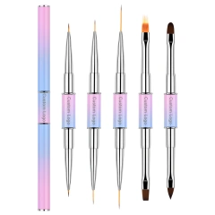 High Quality Private Label 5 Different Size Liner Brush Nail Art Brush Set 3D Nail Art Gel Brush