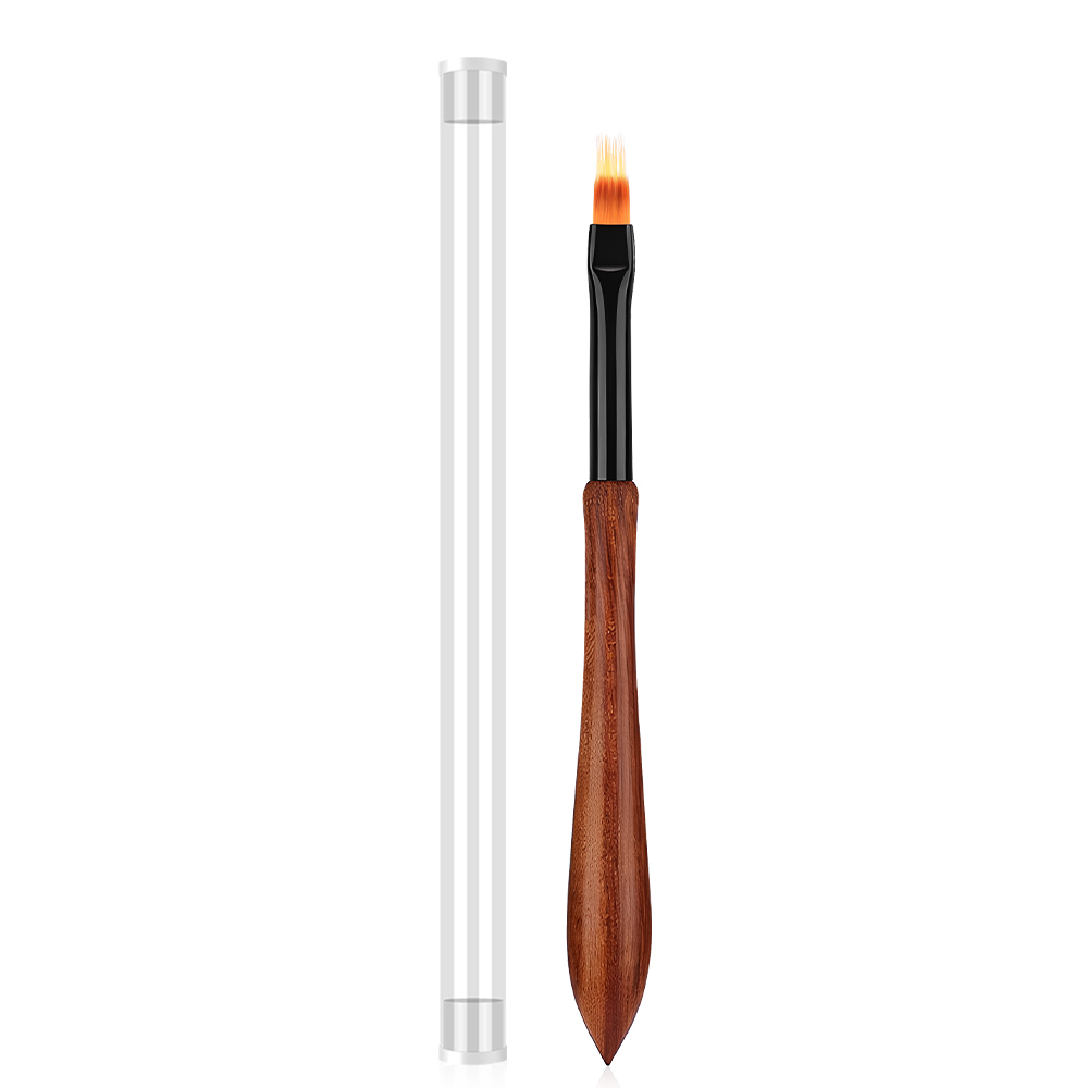 2023 New Trend Sandalwood Pole Synthetic Hai Nail Art Ombre Brushes Private Label Custom Gradient Ombre Nail Brush for Gel Nails