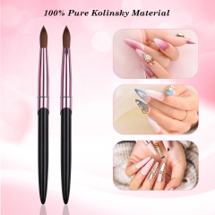 2025 New Black Metal Handle Acrylic Nail Brush 100 % Kolinsky Acrylic Brush for Nails