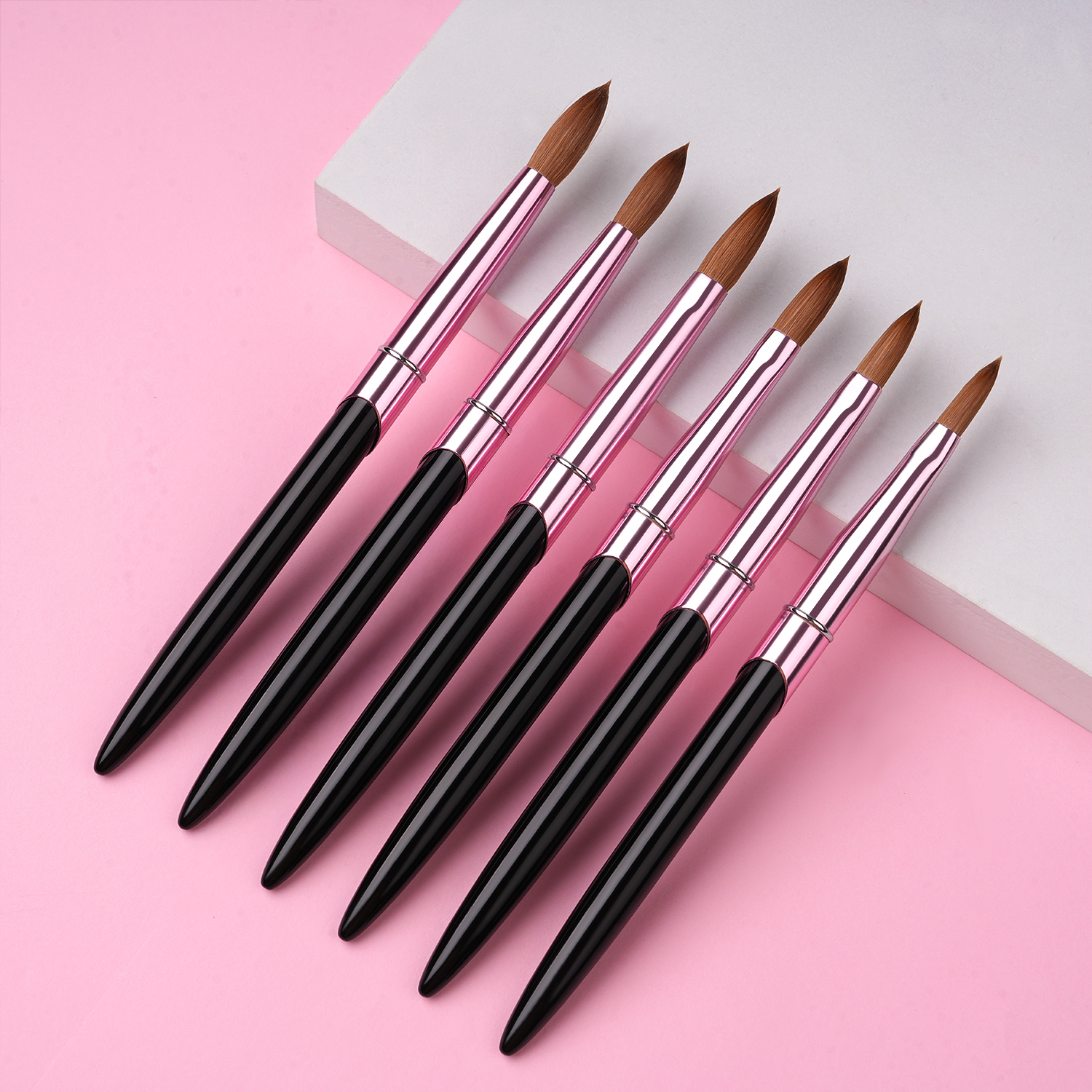 2025 New Black Metal Handle Acrylic Nail Brush 100 % Kolinsky Acrylic Brush for Nails