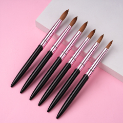 2025 New Black Metal Handle Acrylic Nail Brush 100 % Kolinsky Acrylic Brush for Nails