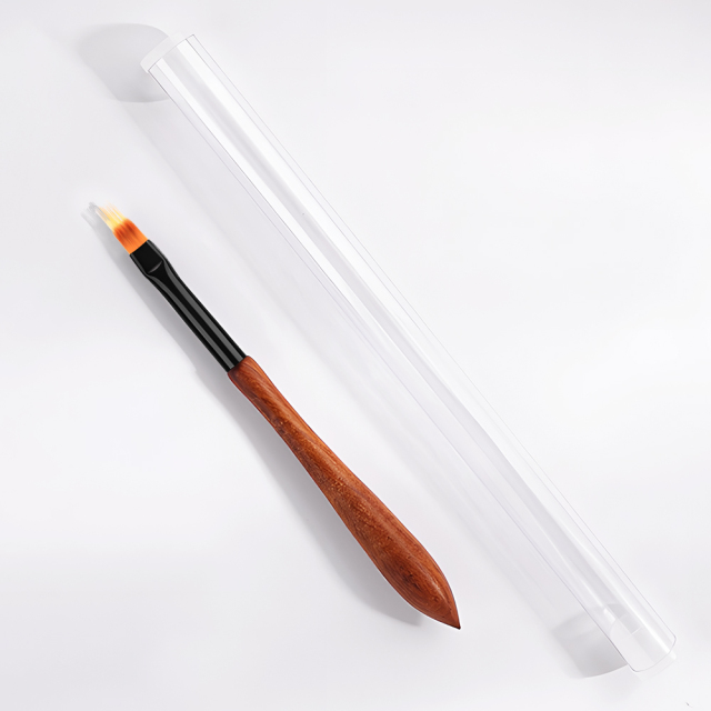 2023 New Trend Sandalwood Pole Synthetic Hai Nail Art Ombre Brushes Private Label Custom Gradient Ombre Nail Brush for Gel Nails