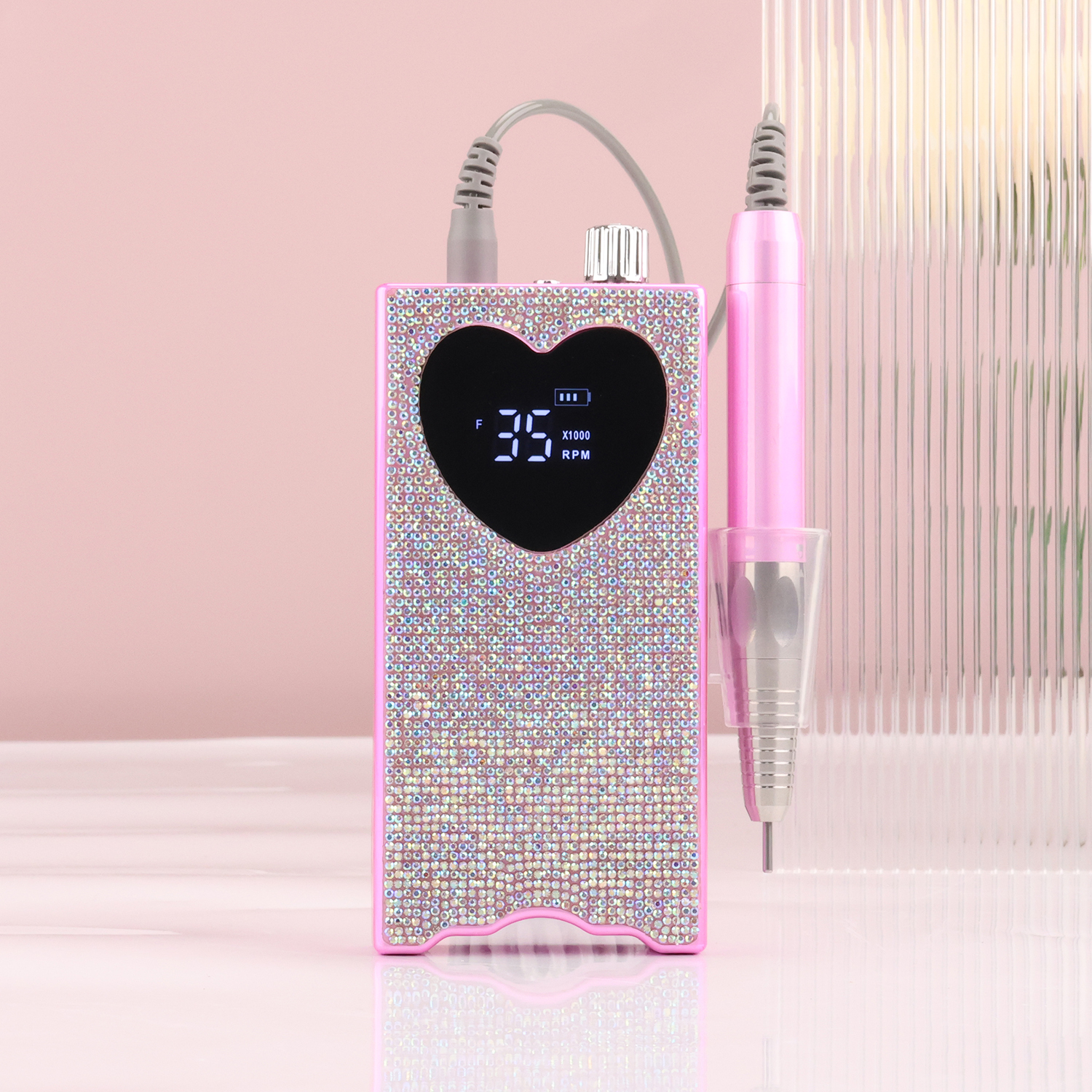 Hot Seller 85W Portable Rechargeable Electric Nail Drill Machine 35000rpm Professional  Brushless Nail Drill Pink Diamond