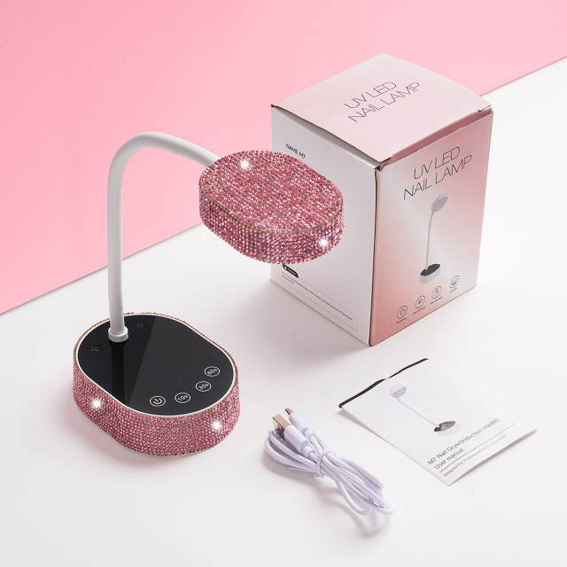 36W Pink Diamond Portable Nails Table Lamp Dryer Cordless Led Nail Lamp Rechargeable Uv Light Lamp for Nail