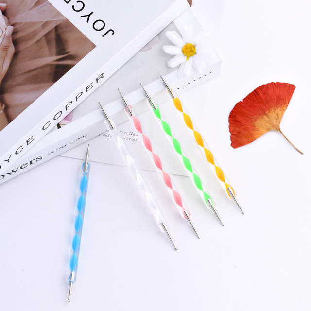 2022 Hot Sale 5 Pc 2 Way Dotting Pen Tool Nail Art Tip Dot Paint Manicure Kit