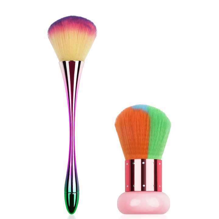 Professional Nail Brush Manufacturer Low MOQ  Rainbow Metal Handle Nail Brush Cleaning Nail Dust Brush