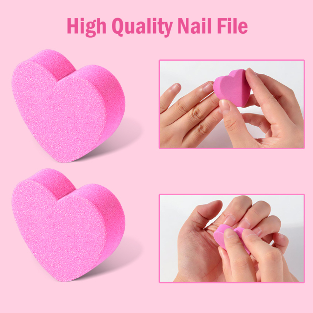 Professional Pink Heart Shaped Nail Files 100/180 Double Custom Logo Mini Nail File