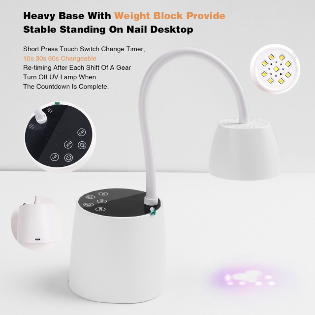 27W White Nail Desk Lamp Mini Nail Lamp Wireless Rechargeable Professional Sun Led Uv Nail Lamps for Gel Nail