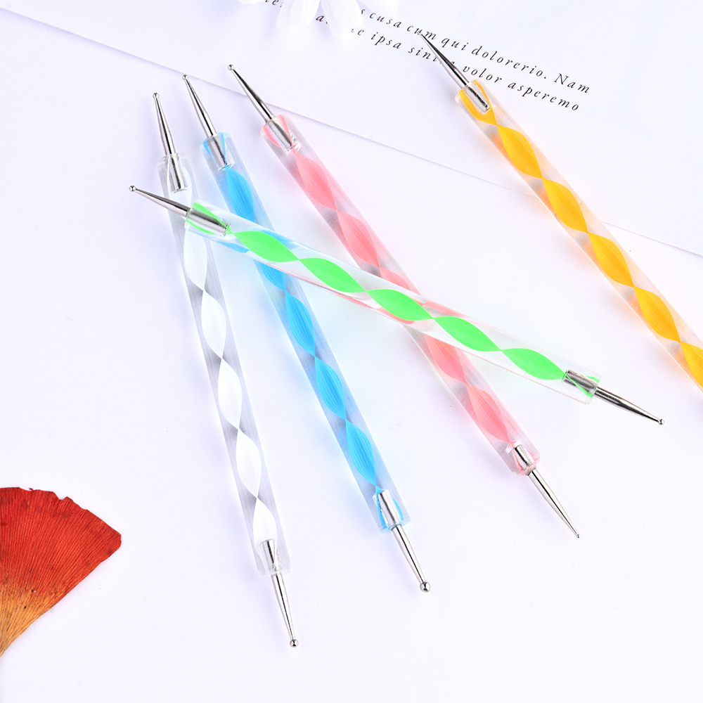 2022 Hot Sale 5 Pc 2 Way Dotting Pen Tool Nail Art Tip Dot Paint Manicure Kit