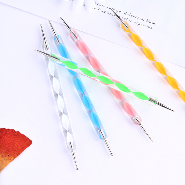 2022 Hot Sale 5 Pc 2 Way Dotting Pen Tool Nail Art Tip Dot Paint Manicure Kit